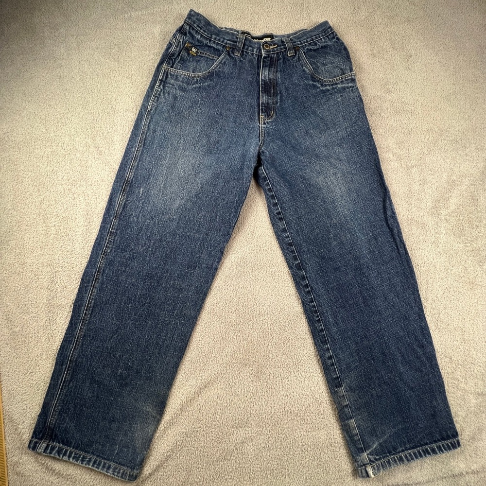 Reverb Mens Y2K Baggy Wide Leg Jeans 34x34 Blue Denim Vintage Rave‎ Skate Grunge